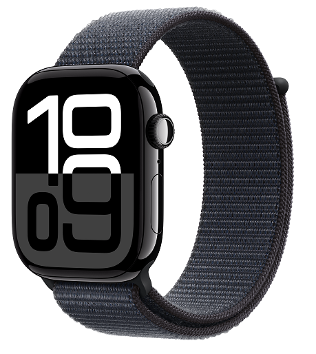 Apple Watch Serie 10 GPS 46mm zwart met zwart sport band