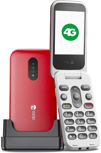 Doro 2820 rood 4G + cradle