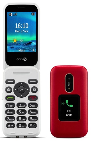 Doro 6880 rood 4G + cradle